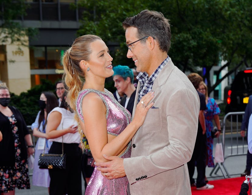 NEW YORK, NEW YORK - AUGUST 03: Blake Lively (L) and Ryan Reynolds attend the "Free Guy" New York pr...