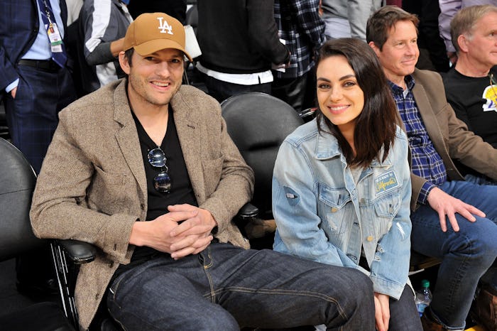 LOS ANGELES, CALIFORNIA - JANUARY 29: Ashton Kutcher and Mila Kunis attend a basketball game between...