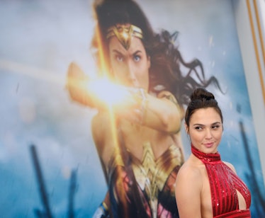 This photo taken on May 25, 2017 shows actress Gal Gadot at the world premiere of "Wonder Woman" at ...