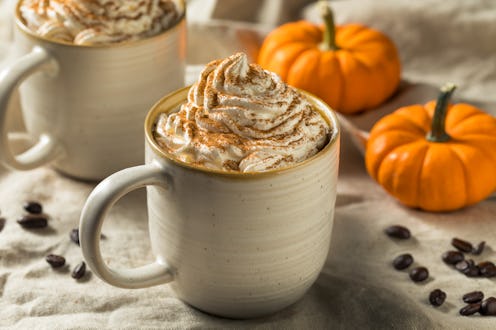 Sweet Autumn Pumpkin Spice Latte Coffee with Whipped Cream