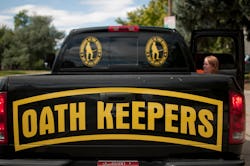 A pickup of an Oath Keeper from Idaho in Bozeman, Montana. The "Oath Keepers" are a national, ultra...