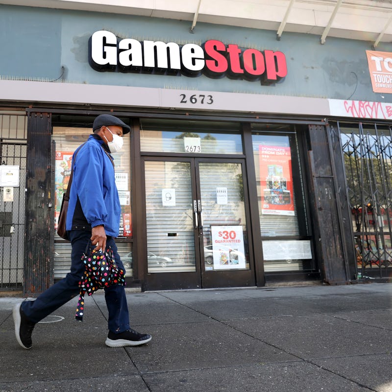 SAN FRANCISCO, CALIFORNIA - MARCH 10: A pedestrian walks by a GameStop store on March 10, 2021 in Sa...