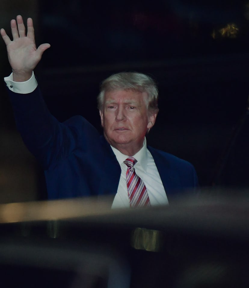 NEW YORK, NEW YORK - OCTOBER 18:  Former U.S. President Donald Trump leaves Trump Tower in Manhattan...