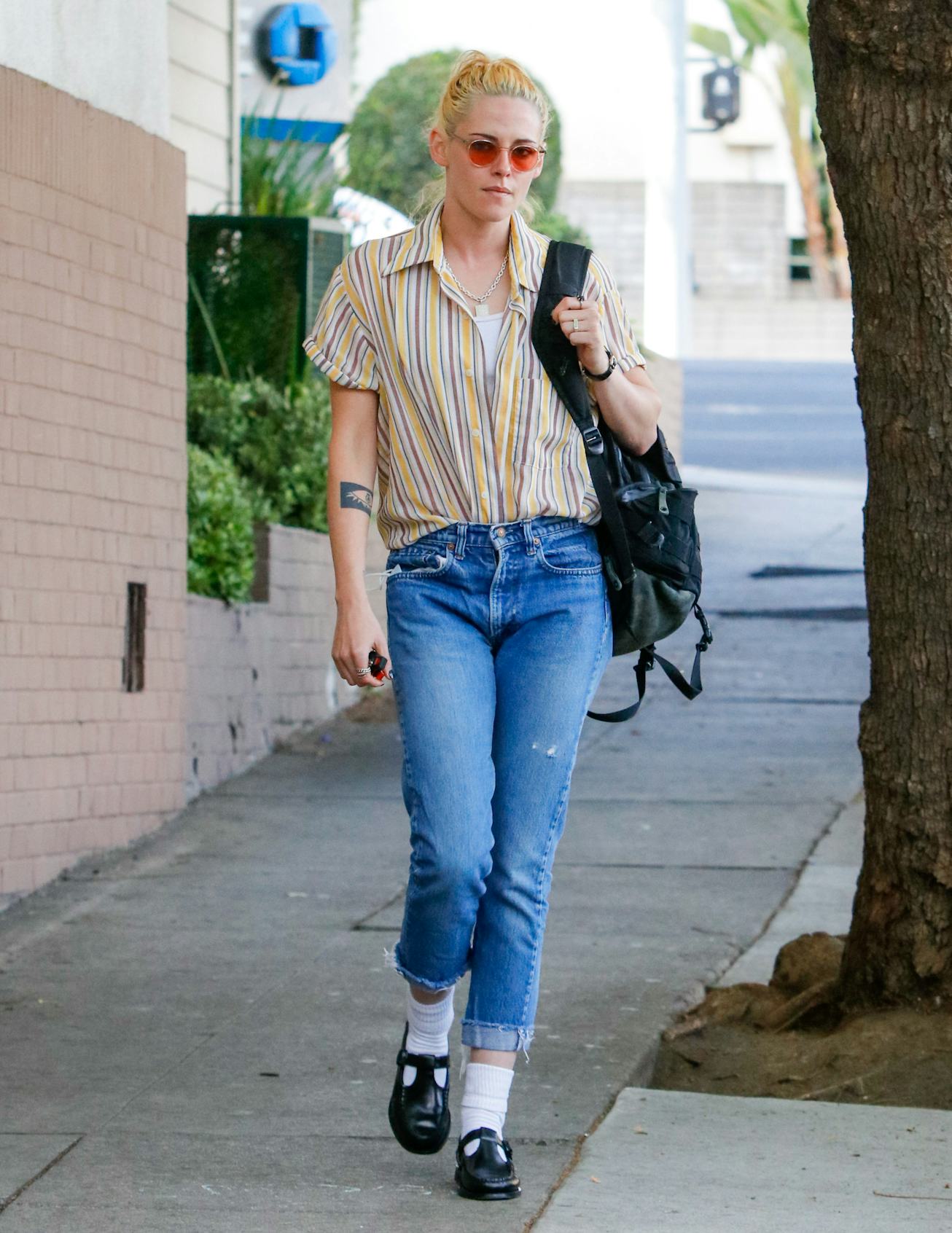 LOS ANGELES, CA - OCTOBER 20: Kristen Stewart is seen on October 20, 2021 in Los Angeles, California...