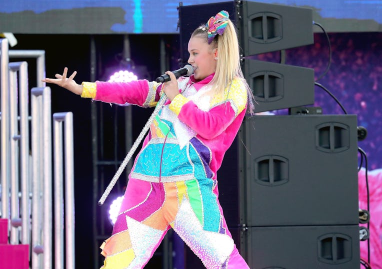 PASADENA, CALIFORNIA - SEPTEMBER 03: JoJo Siwa performs onstage during a drive-in screening and perf...