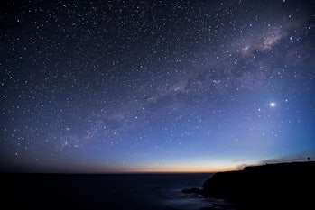 Milky Way Galaxy and Venus, as the sun sets over the rugged  Mornington Peninsula coastline in Victo...
