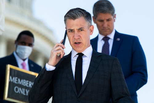 UNITED STATES - SEPTEMBER 30: Rep. Jim Banks, R-Ind., leaves the U.S. Capitol after the House passed...
