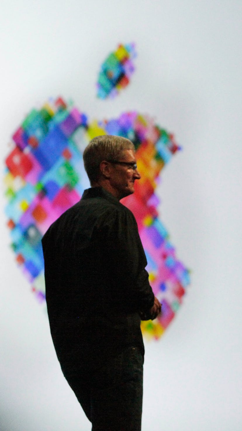 Apple CEO Tim Cook prepares to speak during the keynote at the  Worldwide Developers Conference 2012...
