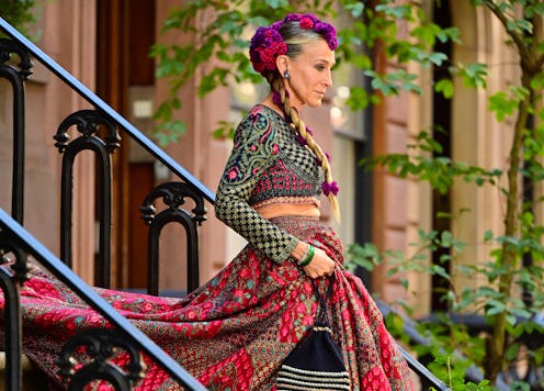 Sarah Jessica Parker seen on the set of "And Just Like That..." wearing a lehenga