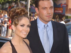 Ben Affleck and Jennifer Lopez arriving at the premiere of "Gigli". (Photo by Frank Trapper/Corbis v...