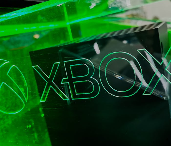 Xbox logo is seen inside electronics store in Krakow, Poland on August 26, 2021 (Photo by Beata Zawr...