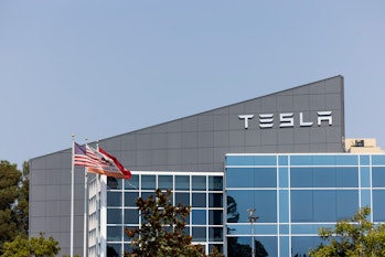 Fremont California, USA - September 24, 2021:  The Tesla automobile manufacturing plant in Fremont C...
