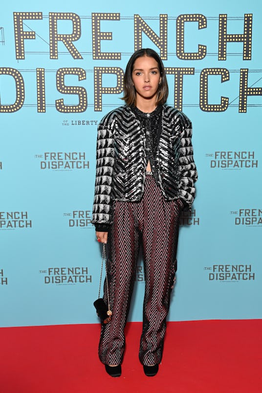 PARIS, FRANCE - OCTOBER 24: Lyna Khoudri attends the "The French Dispatch" - Paris Gala Screening at...
