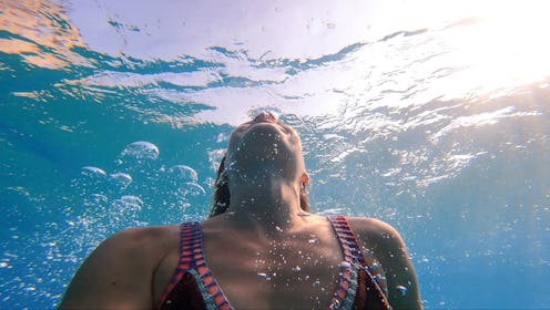 She floats to surface for air, in the Mediterranean Sea