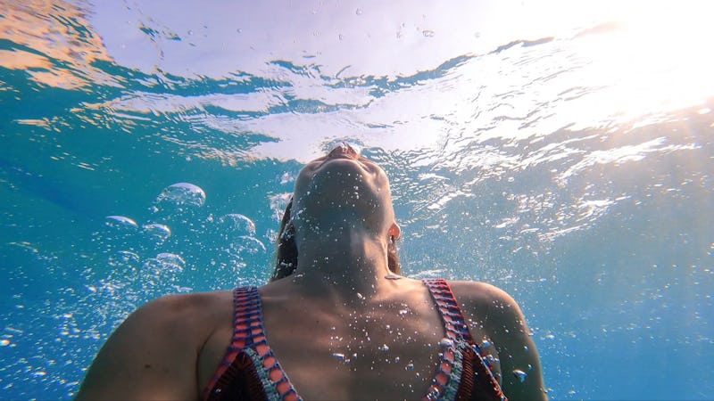 She floats to surface for air, in the Mediterranean Sea