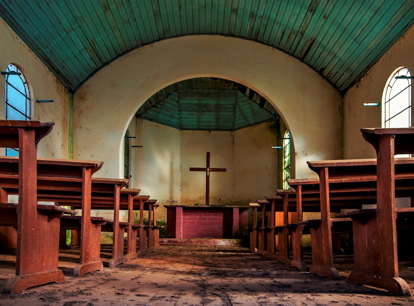 Rio Grande do Sul, Brasil. Abandoned Lutheran chapel in the rural town of Forquetinha. The first Ger...