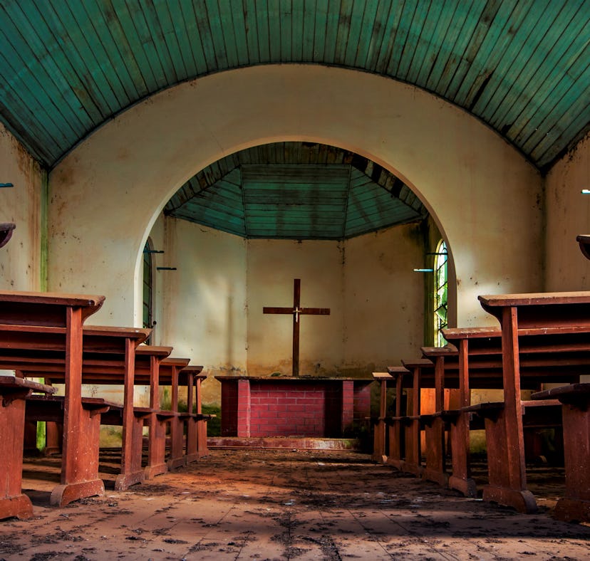 Rio Grande do Sul, Brasil. Abandoned Lutheran chapel in the rural town of Forquetinha. The first Ger...