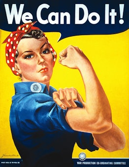 Rosie the Riveter is an easy Halloween costume for brunettes.