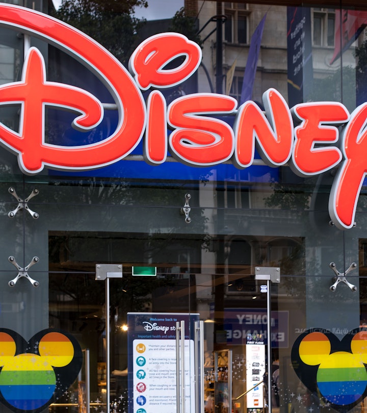 Disney store windows seen decorated with rainbow colors at the Oxford Circus in London.June is tradi...
