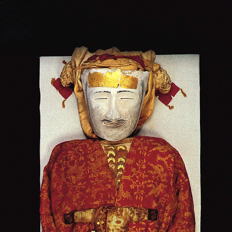 Masked Caucasoid mummy from Tarim Basin, China.