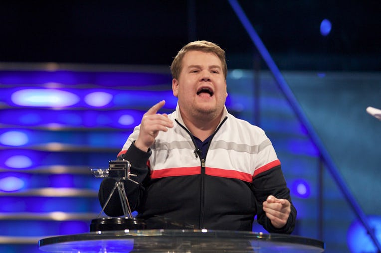 LONDON - DEC 13: Comedian, James Corden, as his television character 'Smithy' receiving the sports p...