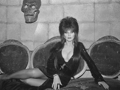 American actress Cassandra Peterson as Elvira, Mistress of the Dark, in Cannes, France, 1987. (Photo...