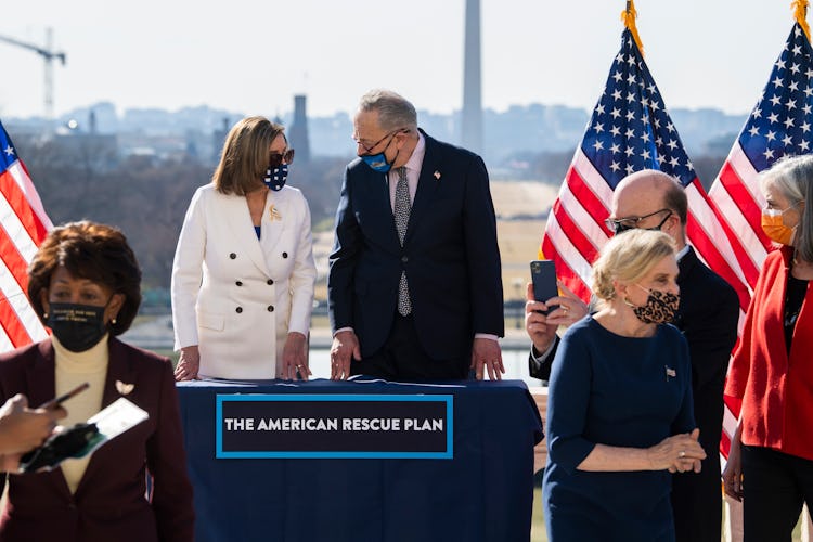 UNITED STATES - MARCH 10: From left, Rep. Maxine Waters, D-Calif., Speaker of the House Nancy Pelosi...