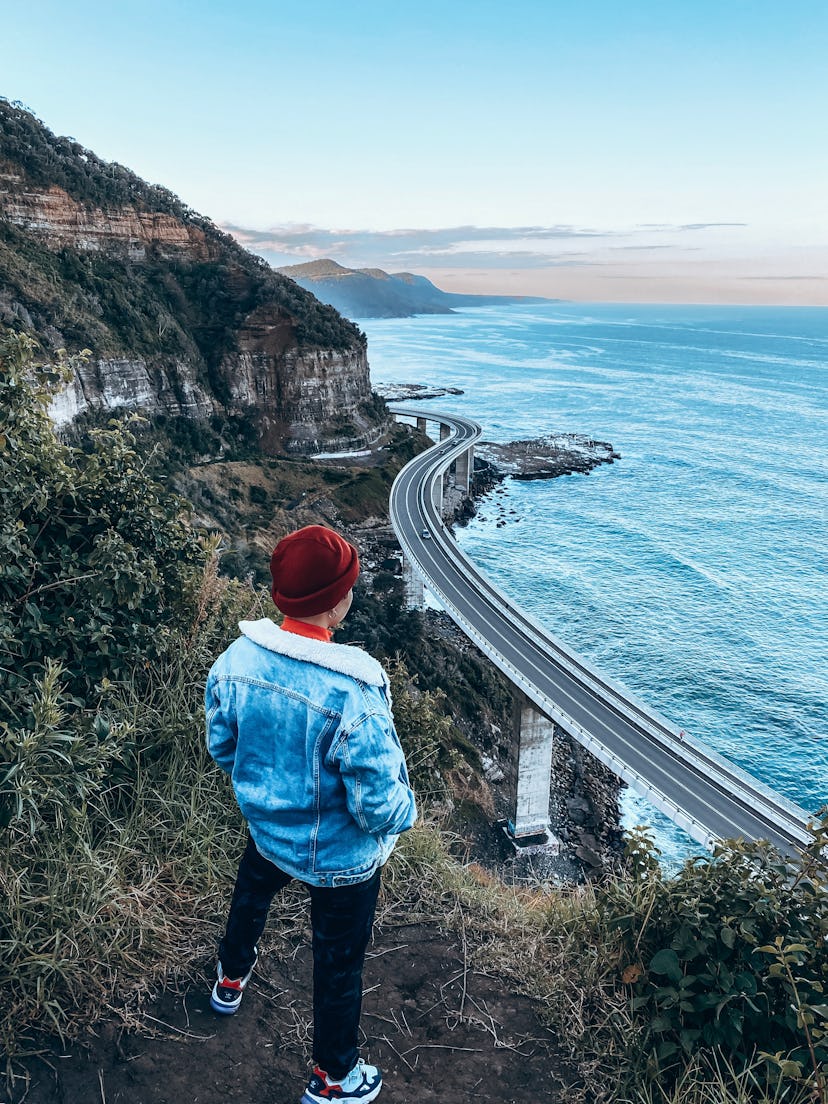 A person hikes in Sydney, Australia