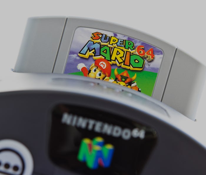 Gothenburg, Sweden - April 30, 2011: A shot of the very popular game Super Mario 64 inserted in a vi...