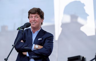 ESZTERGOM, HUNGARY - AUGUST 07: Tucker Carlson speaks during the Mathias Corvinus Collegium (MCC) Fe...