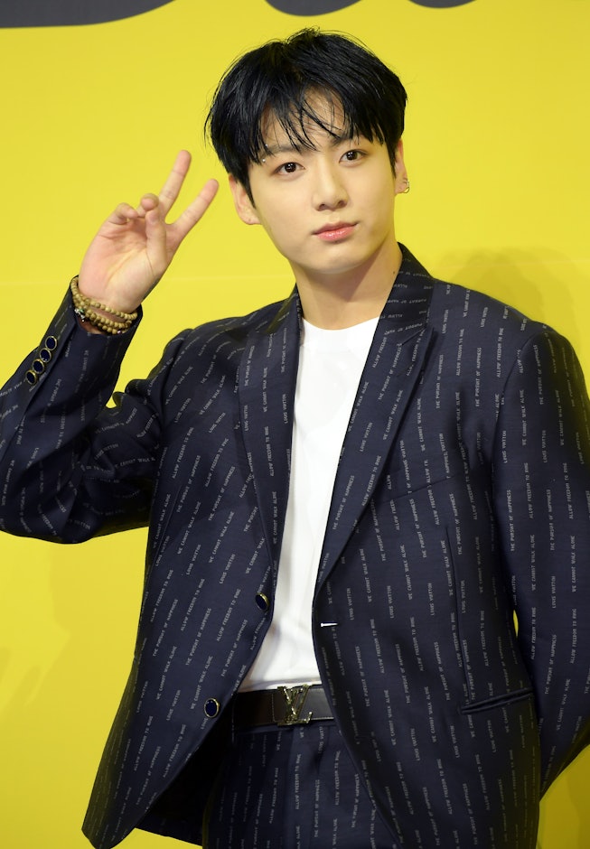 SEOUL, SOUTH KOREA - MAY 21: Jungkook of BTS attends a press conference for BTS's new digital single...