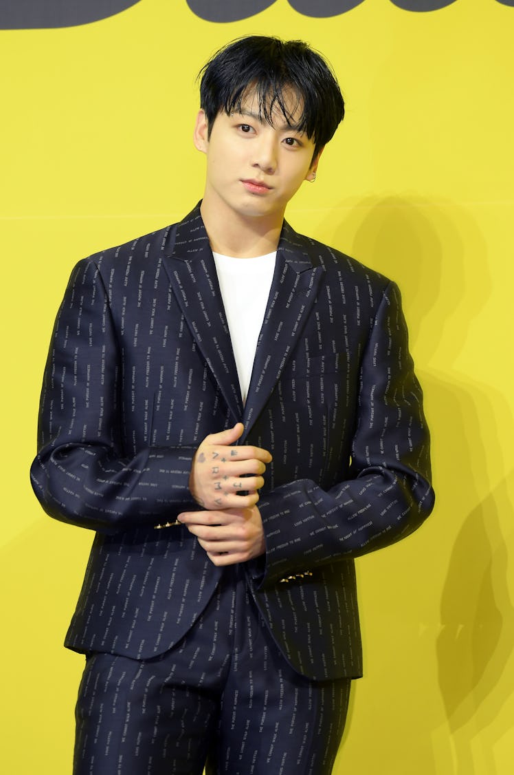 SEOUL, SOUTH KOREA - MAY 21: Jungkook of BTS attends a press conference for BTS's new digital single...
