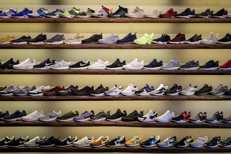 BERLIN, GERMANY - MARCH 31: Shoes are seen at "Overkill" sneakers store on March 31, 2017 in Berlin,...