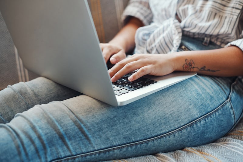 Working on her blog