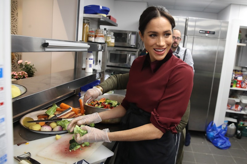 Meghan, Duchess of Sussex visits the Hubb Community Kitchen in London on November 21, 2018 to celebr...