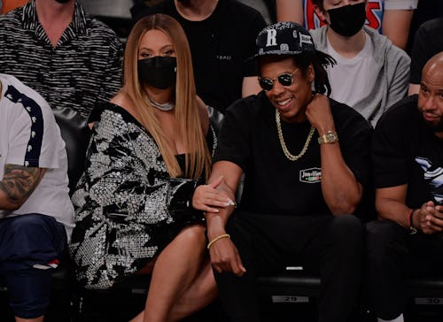 NEW YORK, NEW YORK - JUNE 05: Beyonce and Jay-Z attend Brooklyn Nets v Milwaukee Bucks game at Barc...