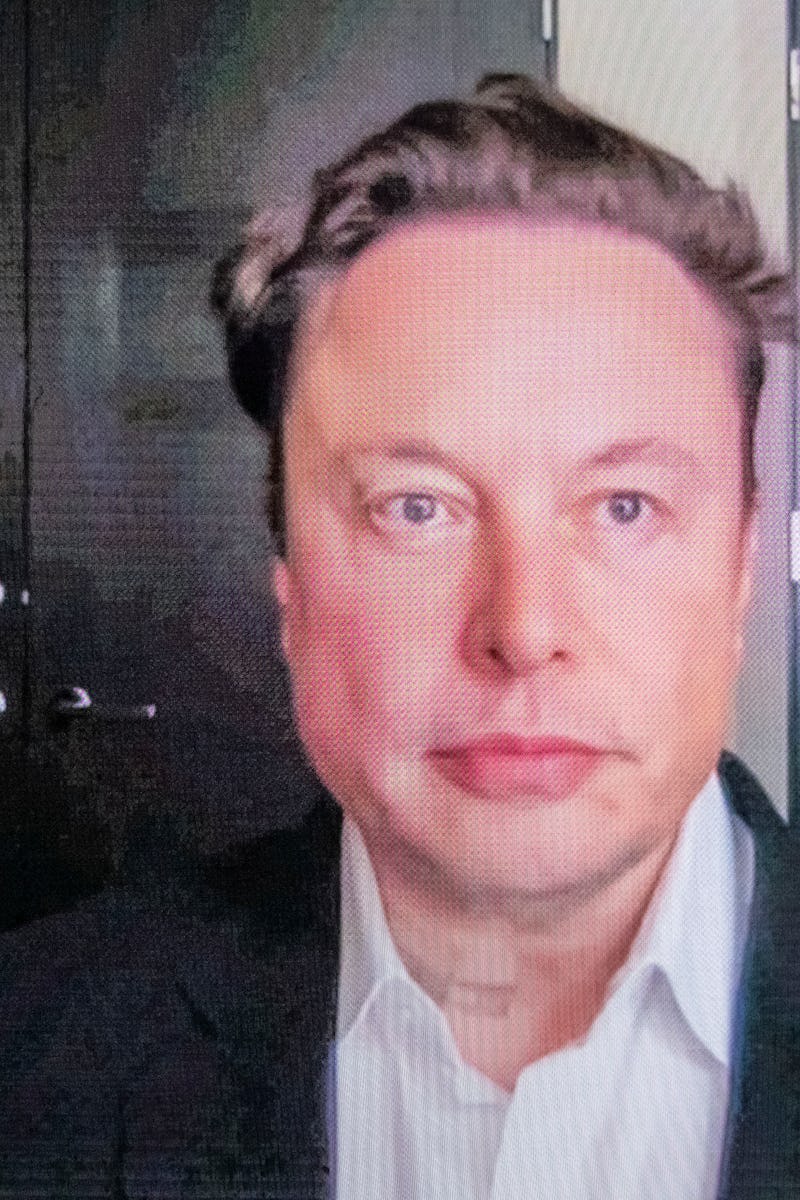 BARCELONA, SPAIN - JUNE 29: Tesla CEO Elon Musk gives a keynote speech via video conference at the M...