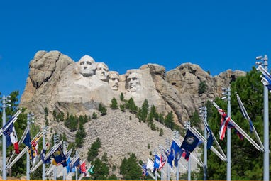 Flags in Mount Rushmore National Memorial, South Dakota