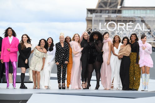 PARIS, FRANCE - OCTOBER 03: Cindy Bruna, Katherine Langford, Camila Cabello, Aishwarya Rai, Helen M...