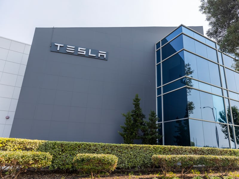 Fremont California, USA - September 24, 2021: The Tesla automobile manufacturing plant in Fremont C...