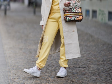 BERLIN, GERMANY - MAY 06: Sonia Lyson wearing yellow Ducie jogging suit, white Prada shades, Lady Di...