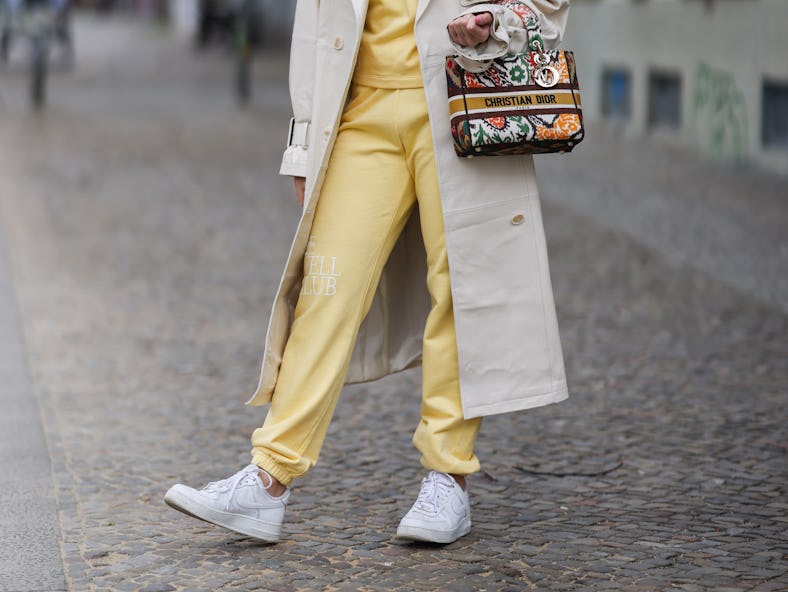 BERLIN, GERMANY - MAY 06: Sonia Lyson wearing yellow Ducie jogging suit, white Prada shades, Lady Di...