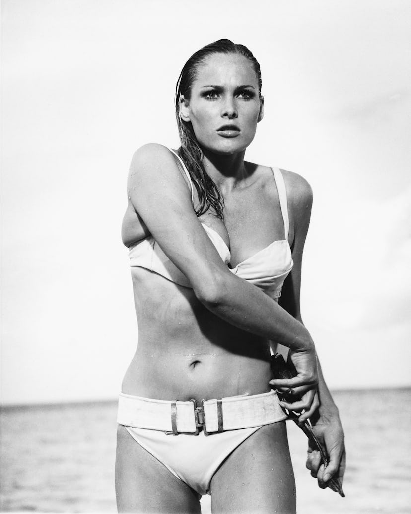 Swiss actress Ursula Andress as Honey Ryder in a scene from the James Bond film 'Dr. No', 1962.  (Ph...