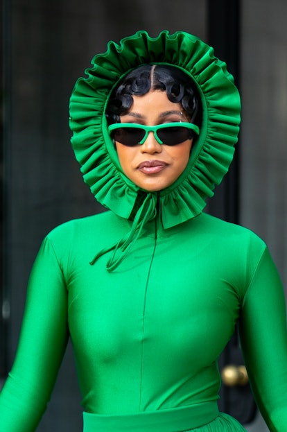 Singer Cardi B is seen on Place Vendome on October 03, 2021 in Paris, France