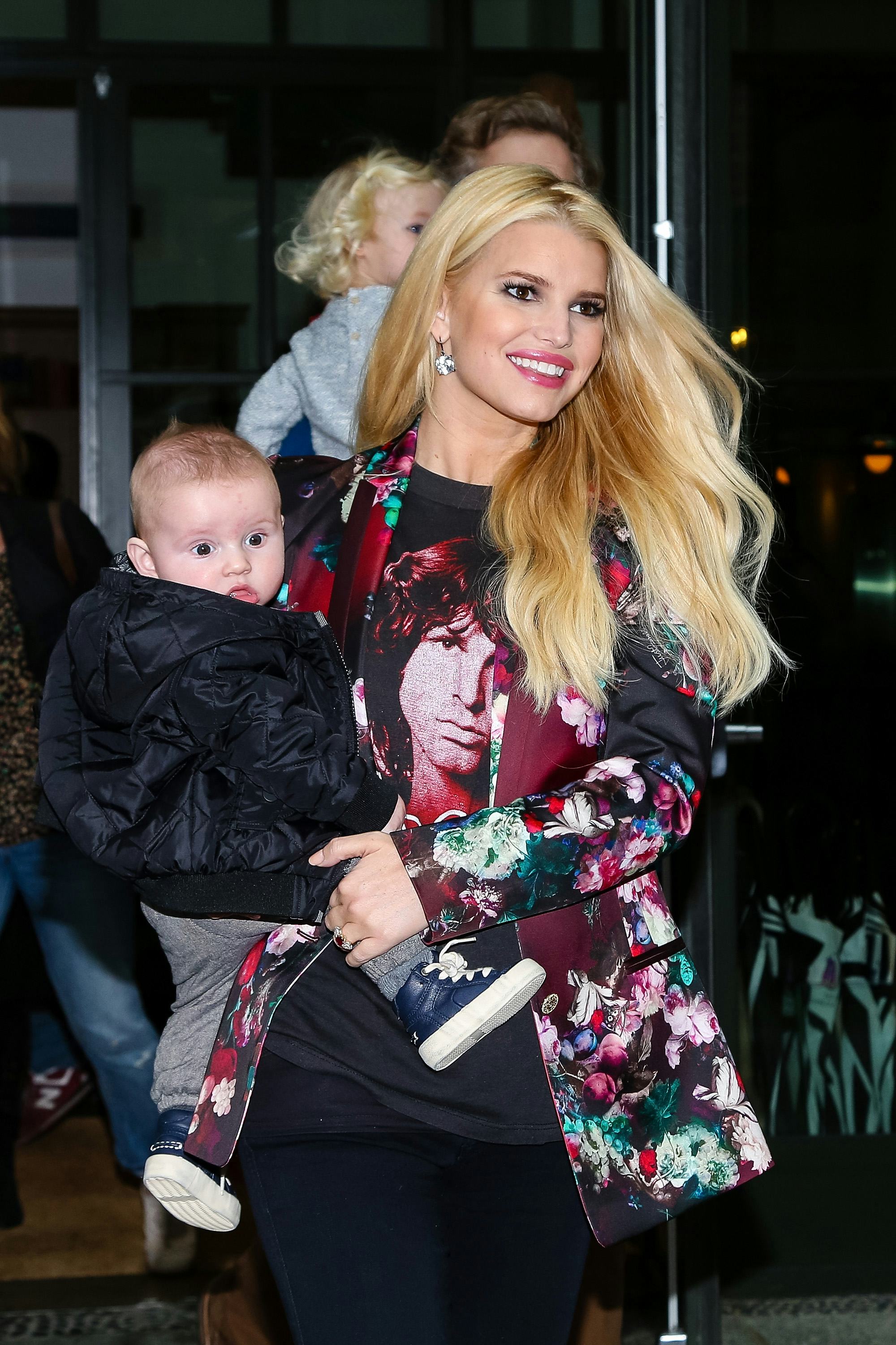 NEW YORK, NY - DECEMBER 06:  Jessica Simpson and her family, Eric Johnson, son Ace and daughter Maxw...