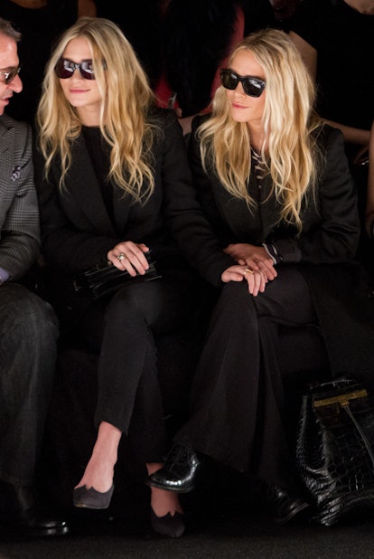 NEW YORK, NY - FEBRUARY 15: Mary-Kate Olsen and Ashley Olsen attend the J.Mendal Fall 2012 show at L...