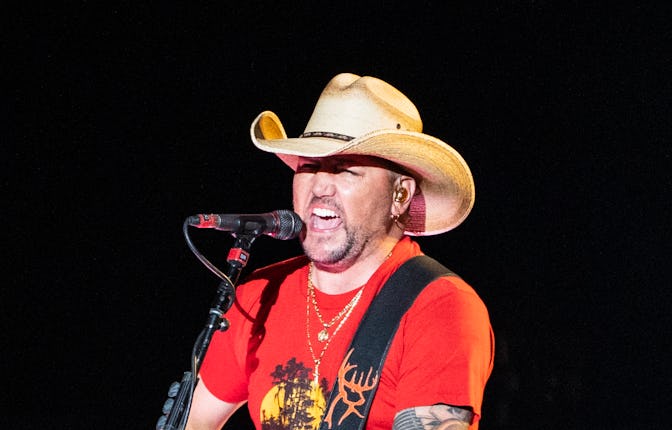 BROOKLYN, MICHIGAN - JULY 18: Jason Aldean performs during Faster Horses Festival at Michigan Intern...
