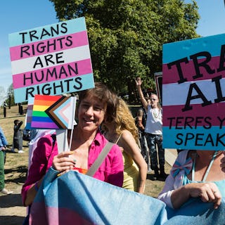 LONDON, UNITED KINGDOM - SEPTEMBER 14: Transgender people and their supporters gather by Wellington ...