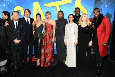 NEW YORK, NEW YORK - DECEMBER 16: James Corden, Tom Hooper, Mette Towley, Taylor Swift, Jennifer Hud...