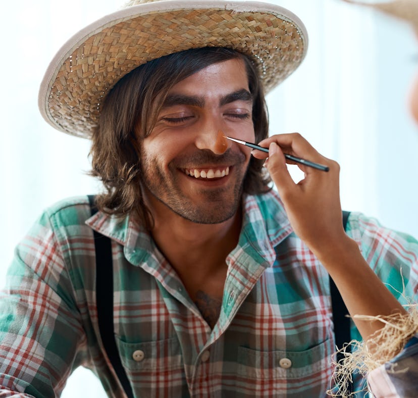 This couple is making Halloween costumes from items they already own.